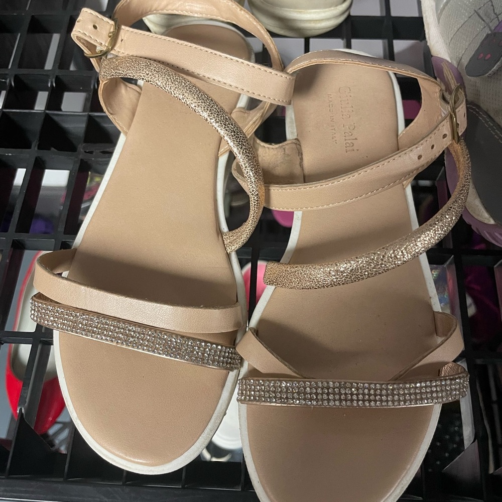 Girls Elegant Tan Strappy Sandals